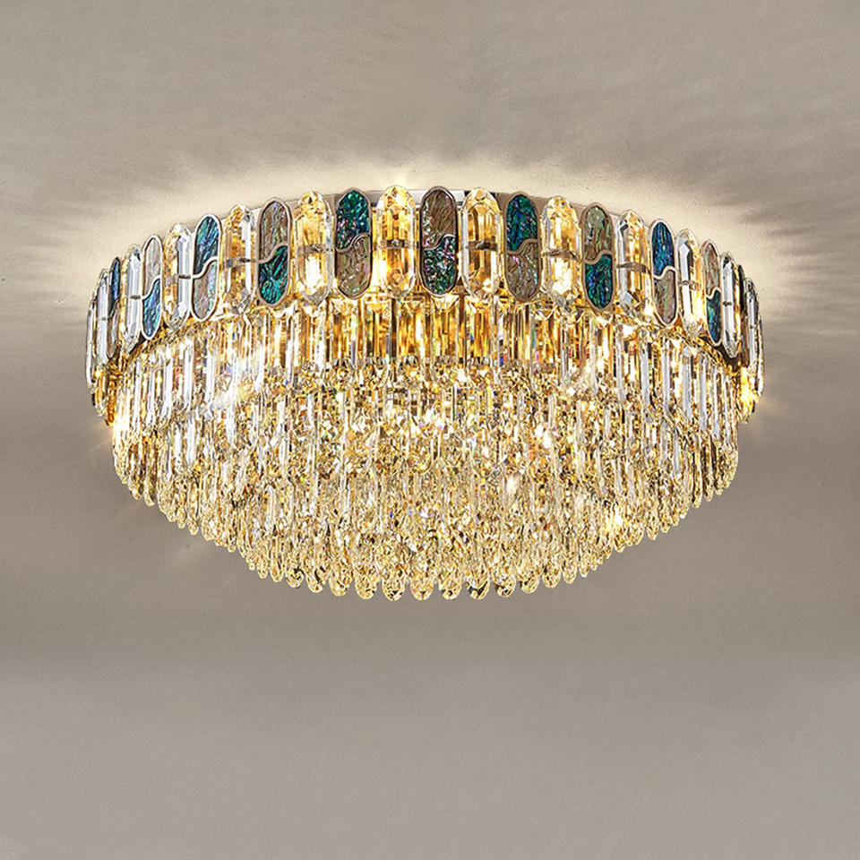 Crystal Ceiling Light - Round Honeycomb Grid